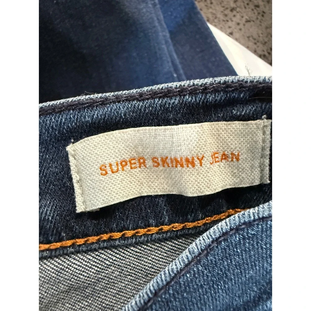 Tory Burch Super Skinny Jeans Dark Wash Indigo Logo Back Pockets Size‎ 27